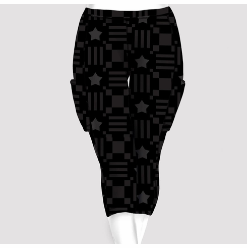 Double pocket capris black flag