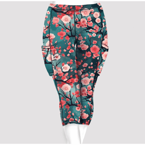 Double pocket capris cherry blossom