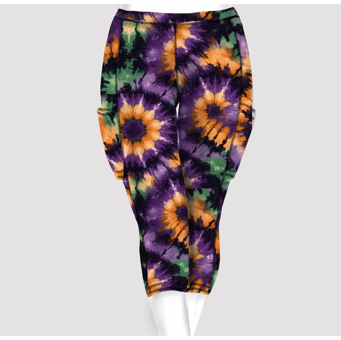 Double pocket capris fall tie dye