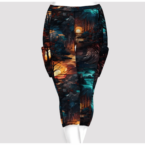 Double pocket capris fantasy forest