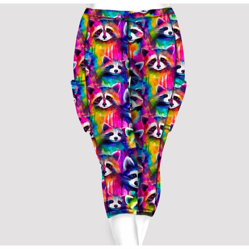 Double Pocket Capris neon raccoon