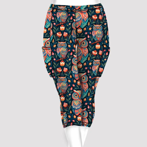 Double pocket capris owls