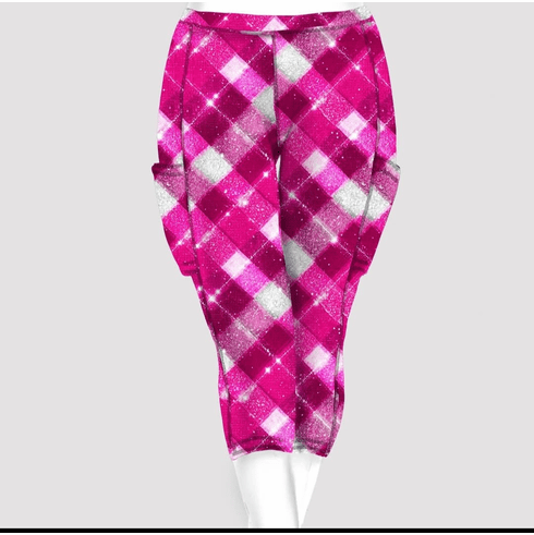Double Pocket Capris pink plaid