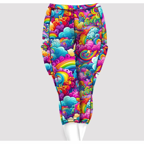 Double pocket capris rainbow clouds