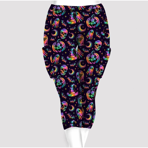 Double pocket capris rainbow halloween