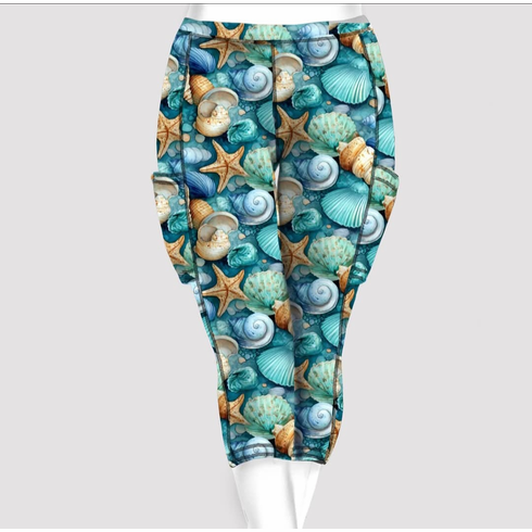 Double pocket capris seashell