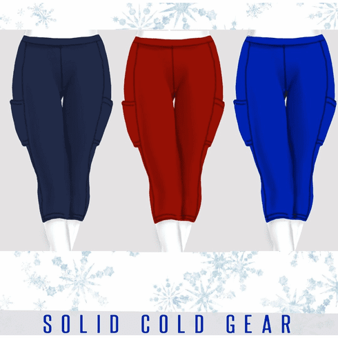 Double Pocket Capris solid red, navy or royal COLD GEAR