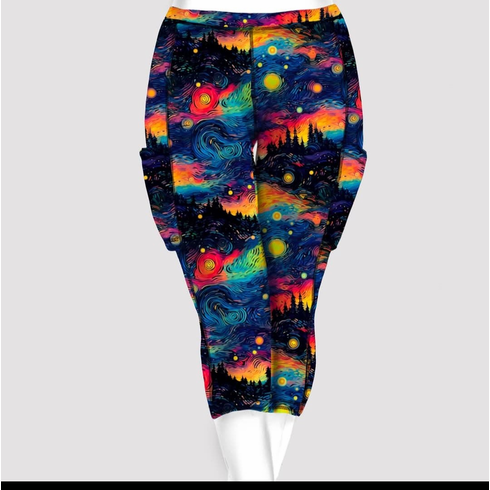 Double pocket capris starry night in the pines