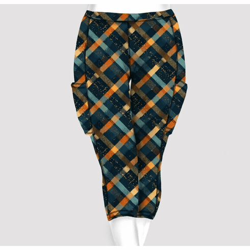 Double pocket capris Thanksgiving Plaid