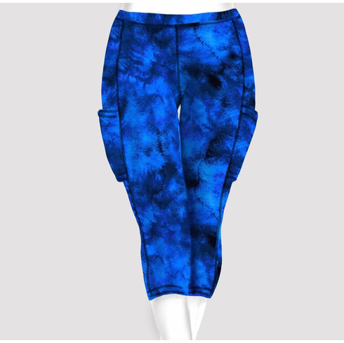 Double pocket capris washed blue