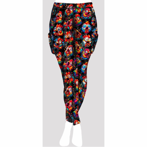 Double pocket pants crazy chickens, reprint