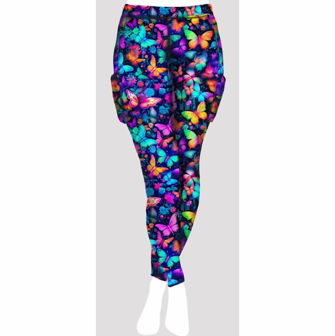 Double pocket pants neon butterfly