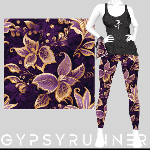 Double Pocket pants purple and gold floral COLD GEAR