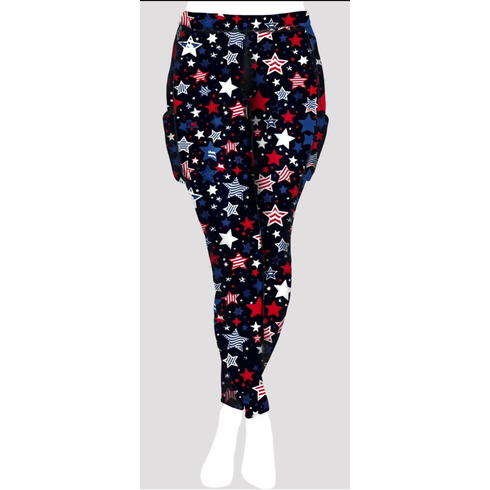 Double pocket pants red, white and blue stars