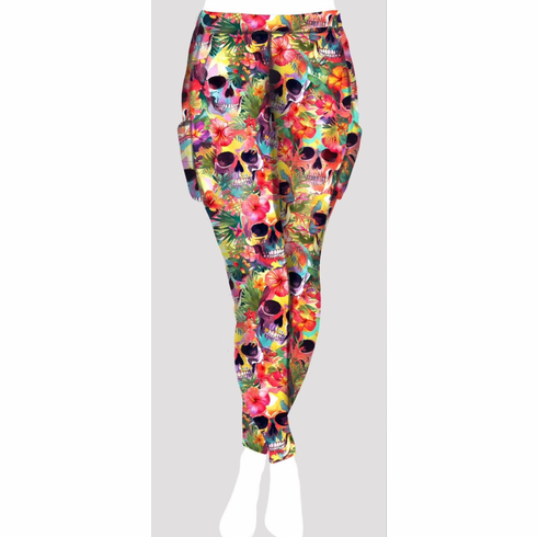 Double pocket pants tropical skull