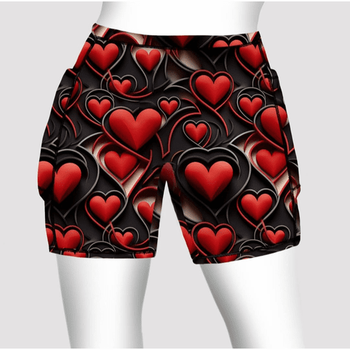 Double pocket shorts 3D hearts