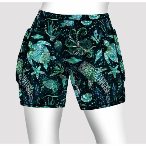 Double pocket shorts abstract oceans