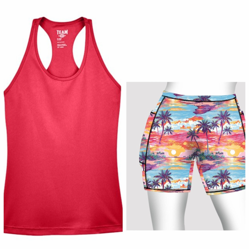 Double pocket shorts and tank