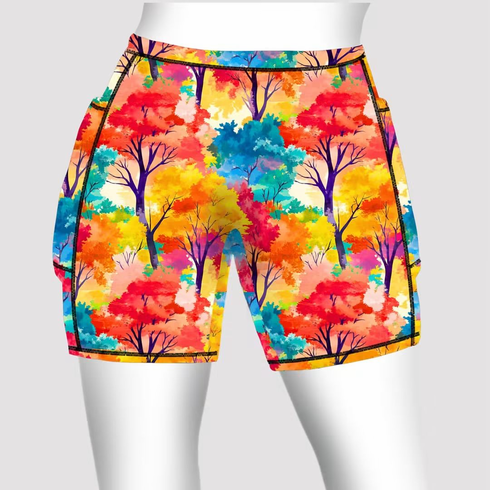 Double pocket shorts autumn trees