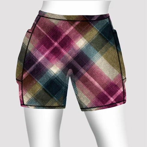 Double pocket shorts burgundy grunge plaid