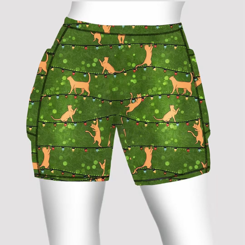 Double pocket shorts Christmas cats