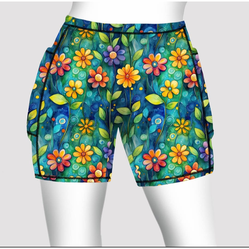 Double pocket shorts flower garden