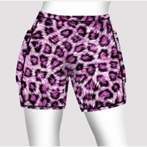 Double pocket shorts pink leopard fur