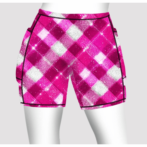 Double pocket shorts pink plaid