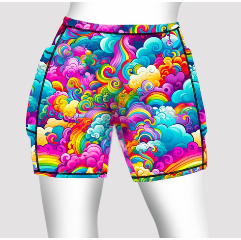Double pocket shorts rainbow clouds