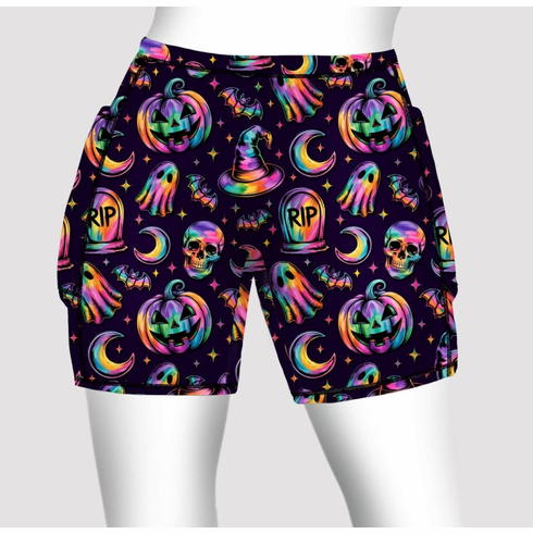 Double pocket shorts rainbow halloween