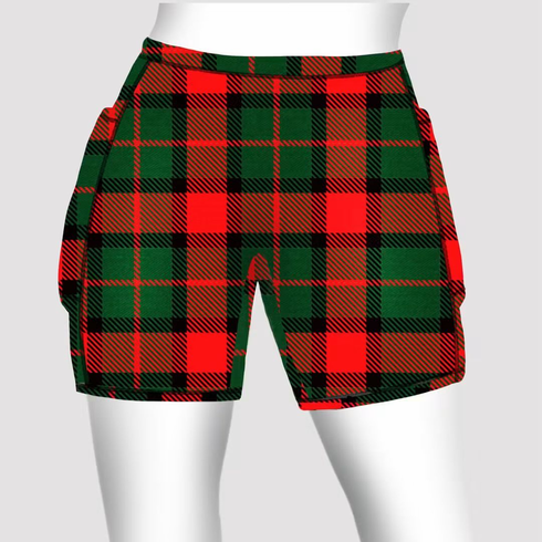 Double pocket shorts red and green plaid