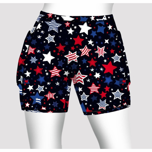 Double pocket shorts red, white and blue stars