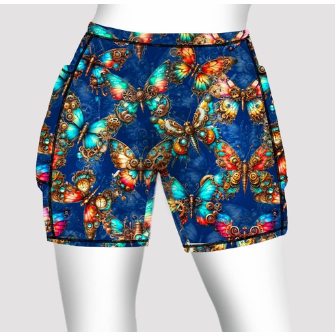 Double pocket shorts steampunk butterfly