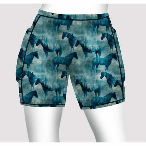 Double pocket shorts watercolor horses