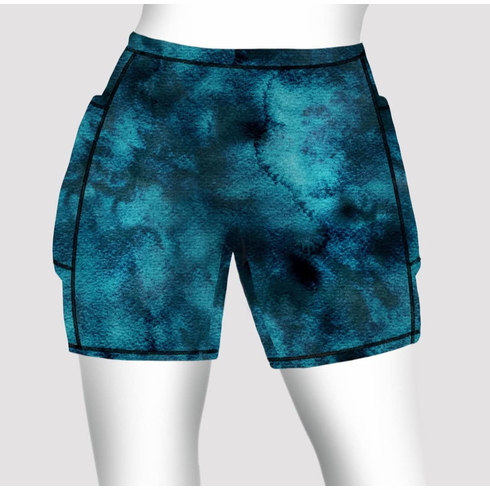 Double pocket shorts watercolor teal