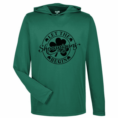 unisex 100% polyester forest green with shenanigans, run for beer or lucky graphic