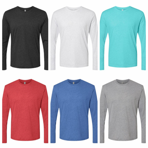 Unisex crew neck long sleeve tri blend tee