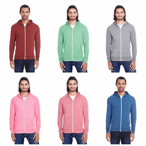 Unisex zipped teeshirt with hood