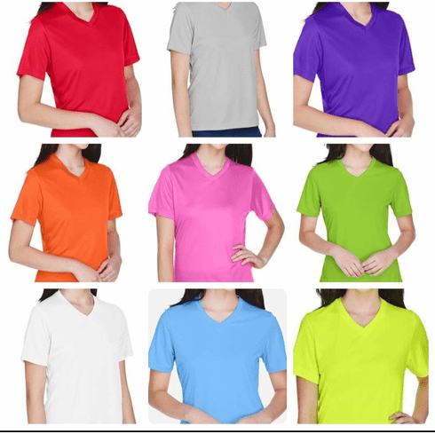 Womens performance vneck 100% polyester