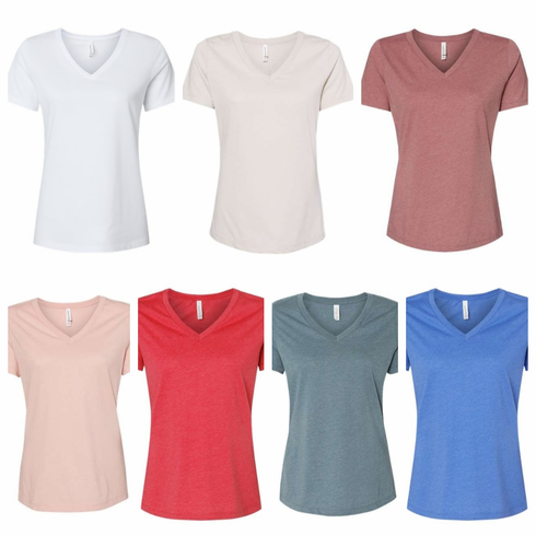 Womens relaxed tri blend short sleeve v-neck tee