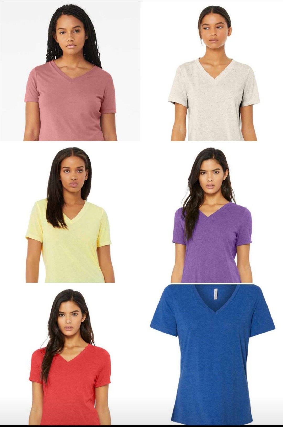 Womens relaxed tri blend short sleeve v-neck tee