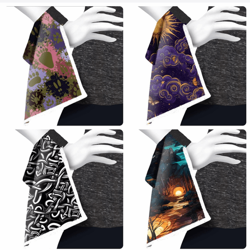 Wrist towels animal tracks, purple celestial, celtic knot, forest fantasy