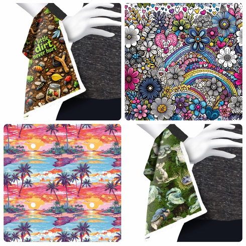 Wrist towels dirt,  flower doodle, sunset beach, alligator