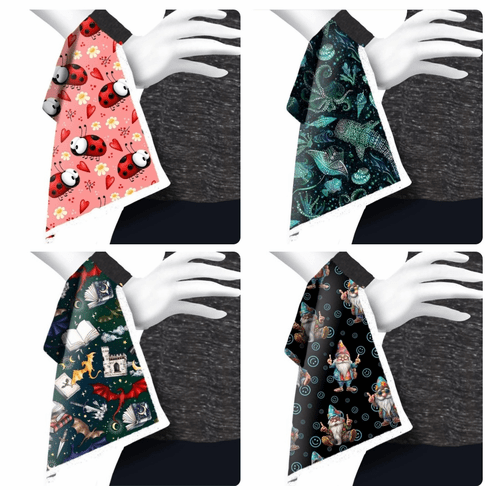 Wrist towels ladybug, abstract ocean, midnight dragon, hippie gnome