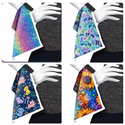 Wrist towels holoquin, manatee, denin dog and cats, sunflower