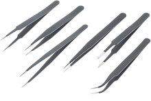 Tweezers Set (6 Piece) Black-Coated Non-Magnetic 