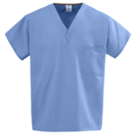 CottonCare Unisex Scrub Top, 1-Pocket, Ceil Blue, Size Large: 6580CBLL-CM Medline