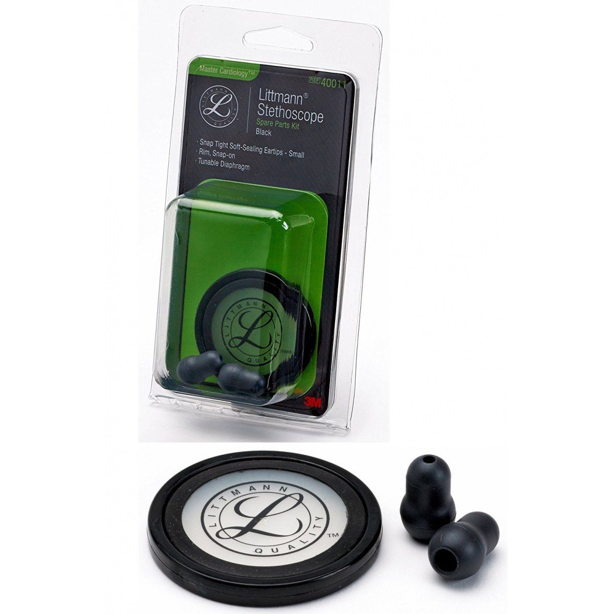 3M Littmann Ersatzteil-Set Für Classic III & Cardiology IV – Abstimmbare Membran, Glockenmanschette & Ohrstöpsel – Schwarz