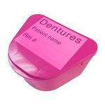 Denture Cup, with Hinged Lid, 4" x 3" Depth 2" Pink (Case of 200) KIH98091 by Medegen