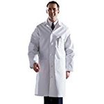 Men's Full-Length 100% Cotton Heavyweight Twill Lab Coat with Knot Buttons, White, Size: 42 MDT17WHT42 Medline